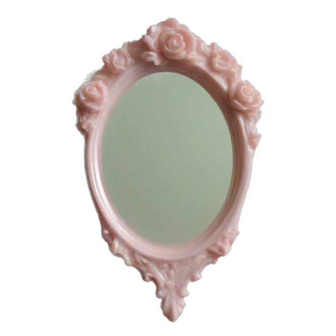vintage rococo light pink dainty floral hand mirror sticker