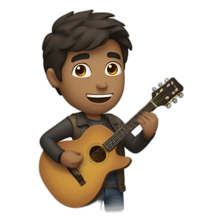 A caucasian guy with dark hair playing guitar and singing in concert sticker