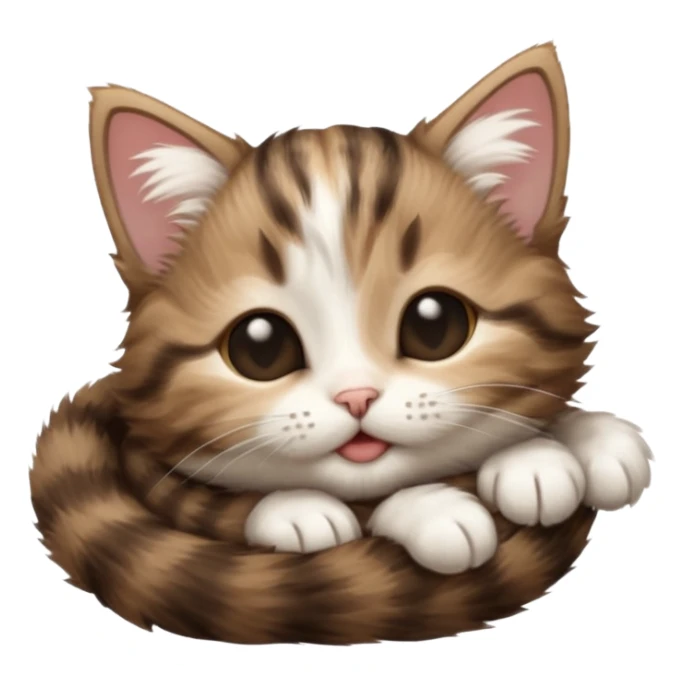 dark brown tabby and white kitten upside down with eyes closed sticker