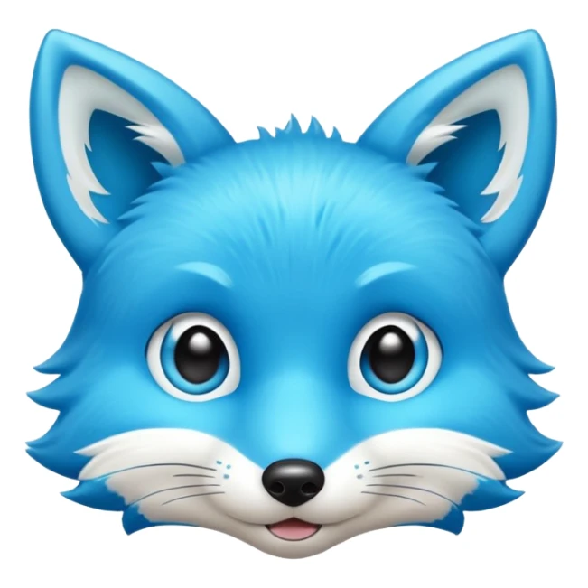 blue fox with big eyes getting a gentle nose boop, playful, emoji style sticker