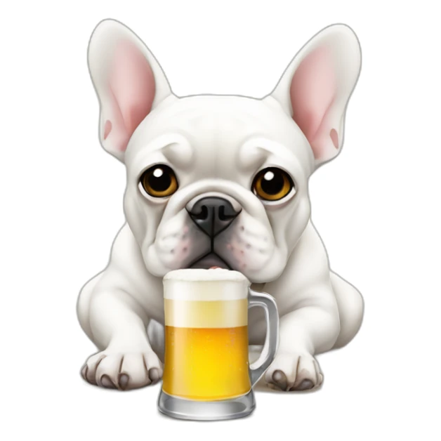 depressed-white FRENCH BULLDOG-drinking beer sticker