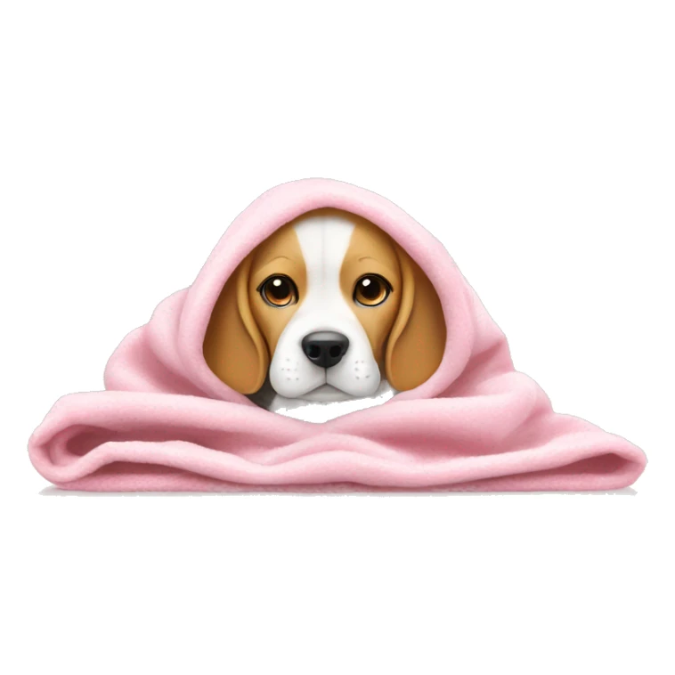 cute lemon and white beagle in cozy pink blanket  sticker