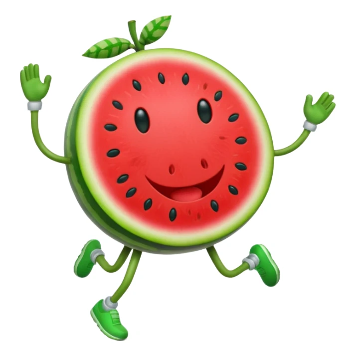 Running Watermelon fruit with arms and legs  sticker
