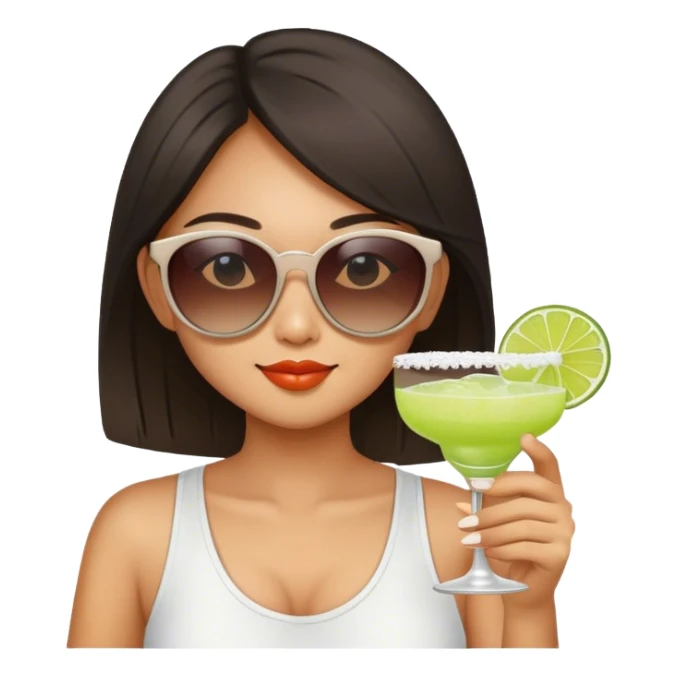 Asian girl drinking margarita wearing sunglasses sticker