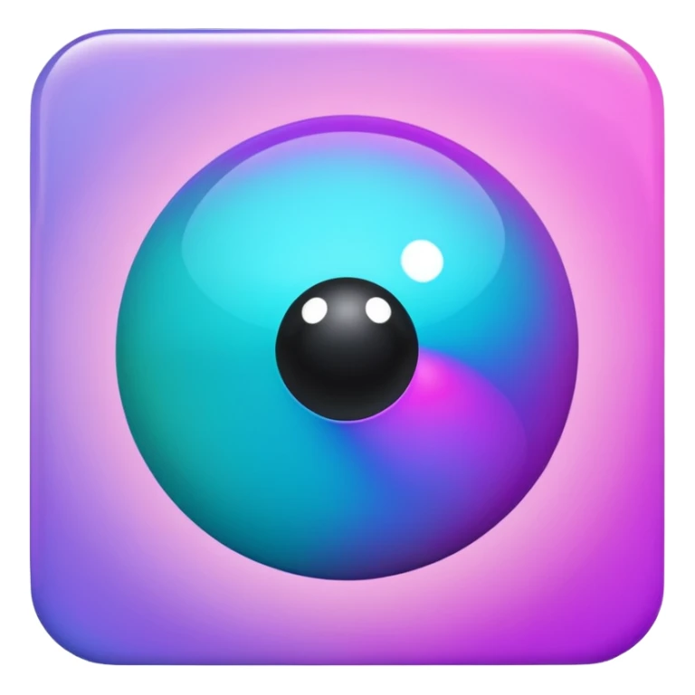 Magic glowing neon-Cyan-purple-gradient iridescent exotic magical glossy glassy 8-ball sticker