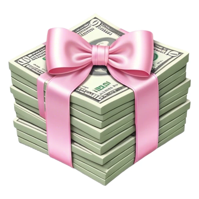stack of money with baby pink bow sticker