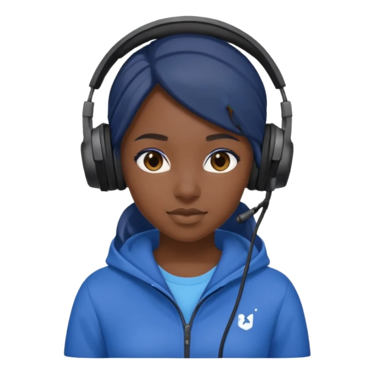 black girl streamer with blue gaming head set sticker