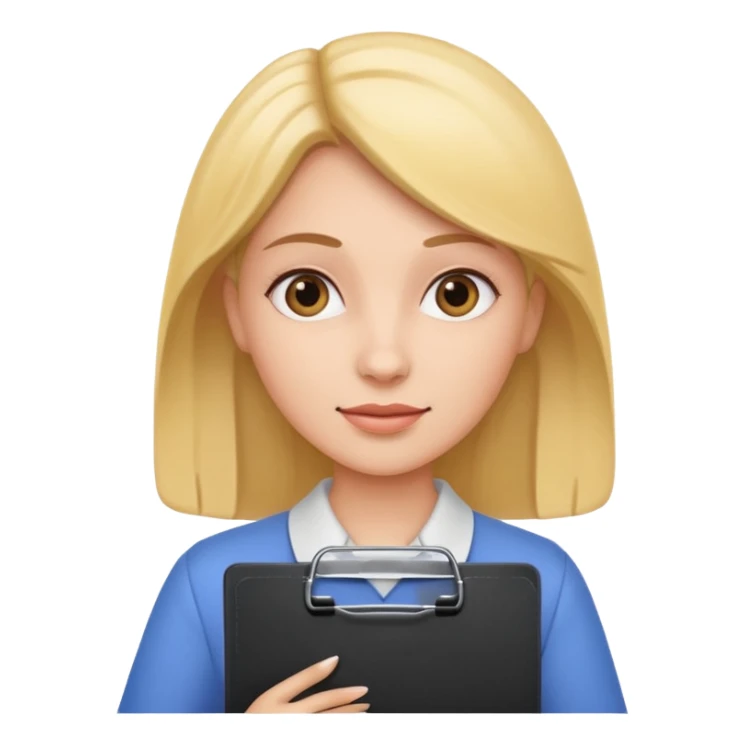 woman holding a clipboard sticker