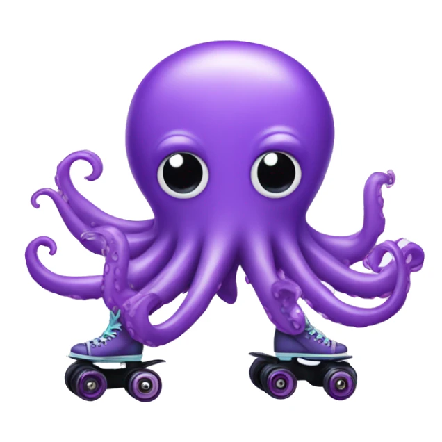 A purple octopus with 100 legs wearing roller skates sticker