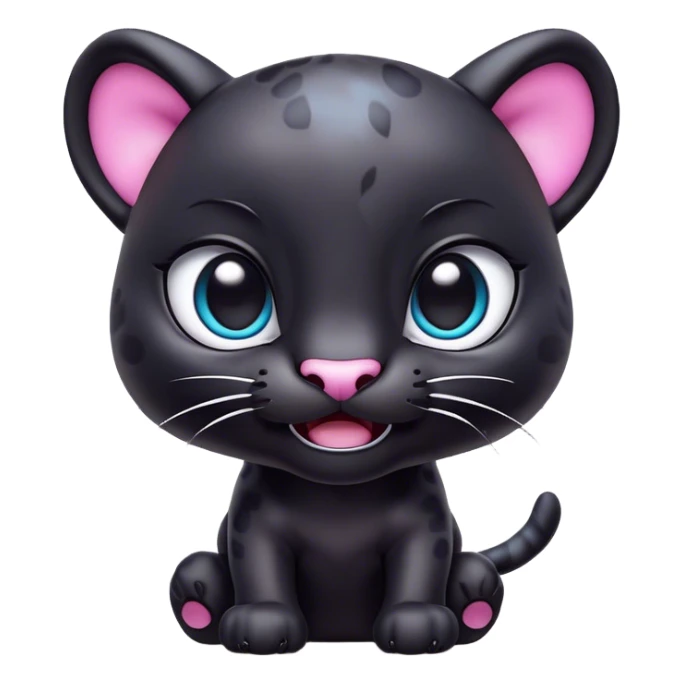 Cinematic Comical Baby Panther Portrait Emoji, Head tilted dramatically with an exaggeratedly shocked expression, featuring a compact, endearing build with wide, comically expressive eyes full of humorous disbelief, Simplified yet hilariously expressive features, highly detailed, glowing with a slightly sassy glow, high shine, dramatic yet playful, stylized with an air of quirky youthful charm, soft glowing outline, capturing the essence of a meme-worthy baby panther that looks ready to side-eye its way into viral fame! sticker