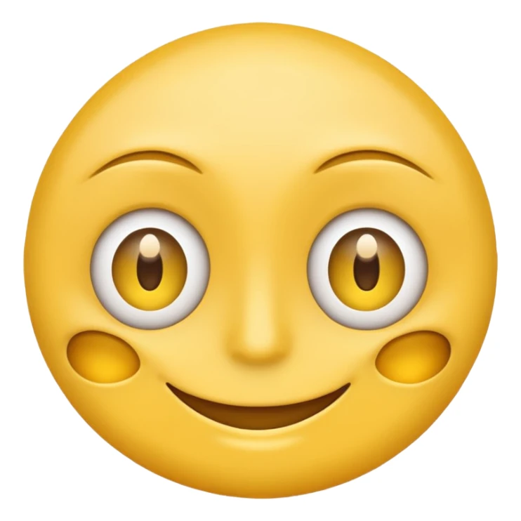 Standard yellow smile emoji but with both eyes looking in different directions. Deadpan no smile sticker