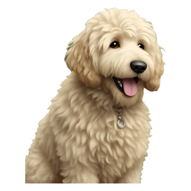 fluffy dog  Goldendoodle enjoying the outdoors sticker