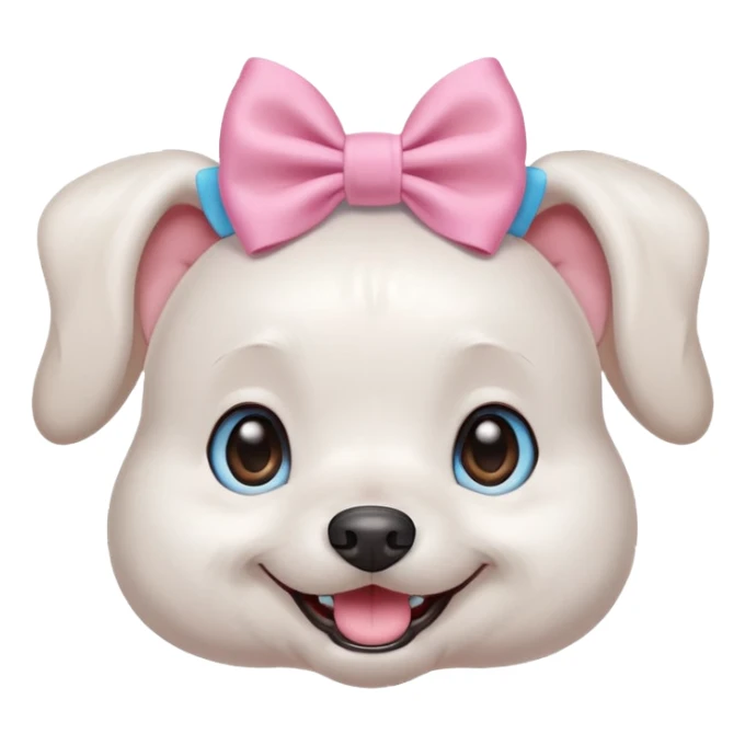 a cute white dog wearing a pink blue pastel bow on his head while he smiles excitedly sticker