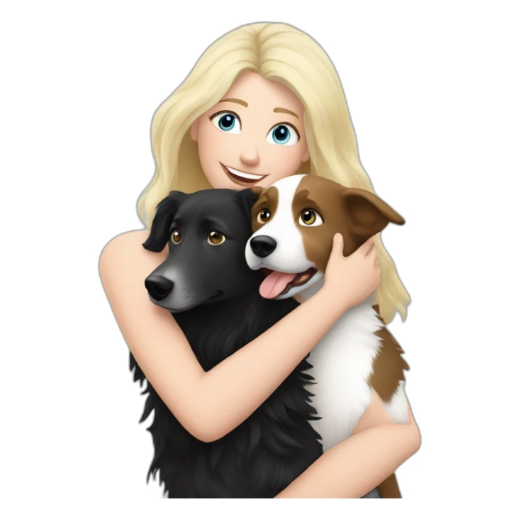 Blond hair with blue eyes mom hugging black and white border collie sticker