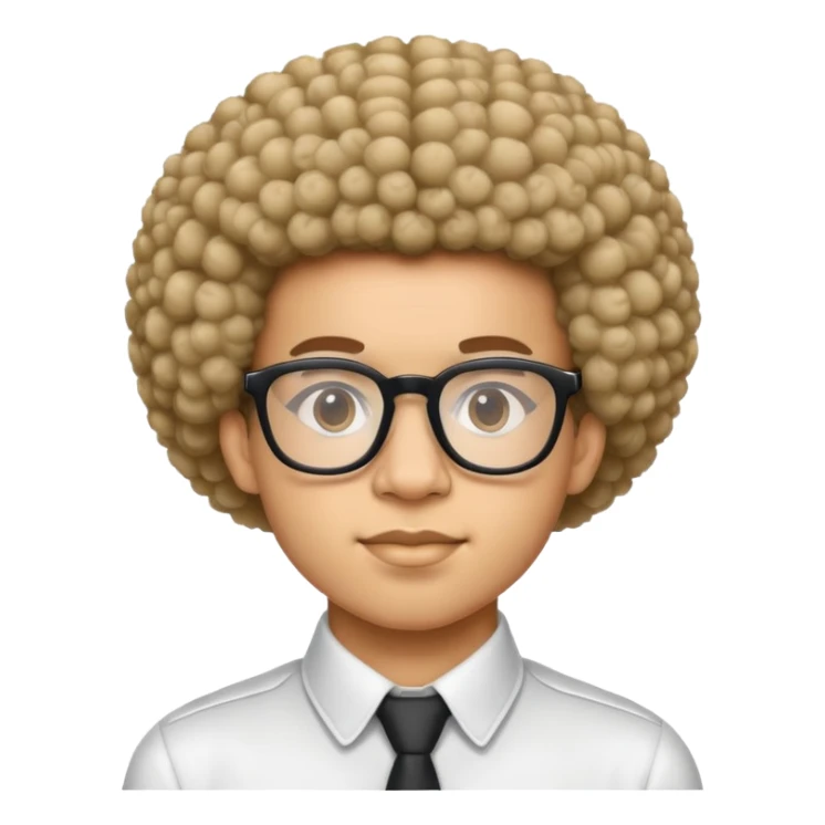light skin nerd with glasses and afro hairstyle sticker