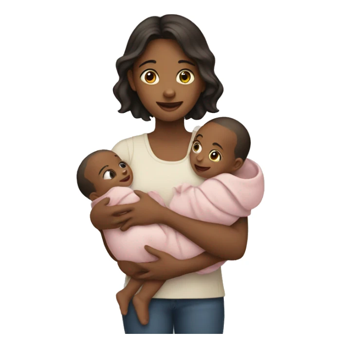 A girl holding two babies sticker
