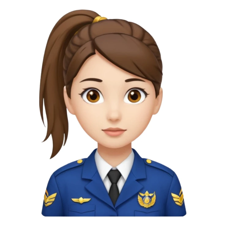 Young Female: ponytail hair, wearing uniform, white skin sticker