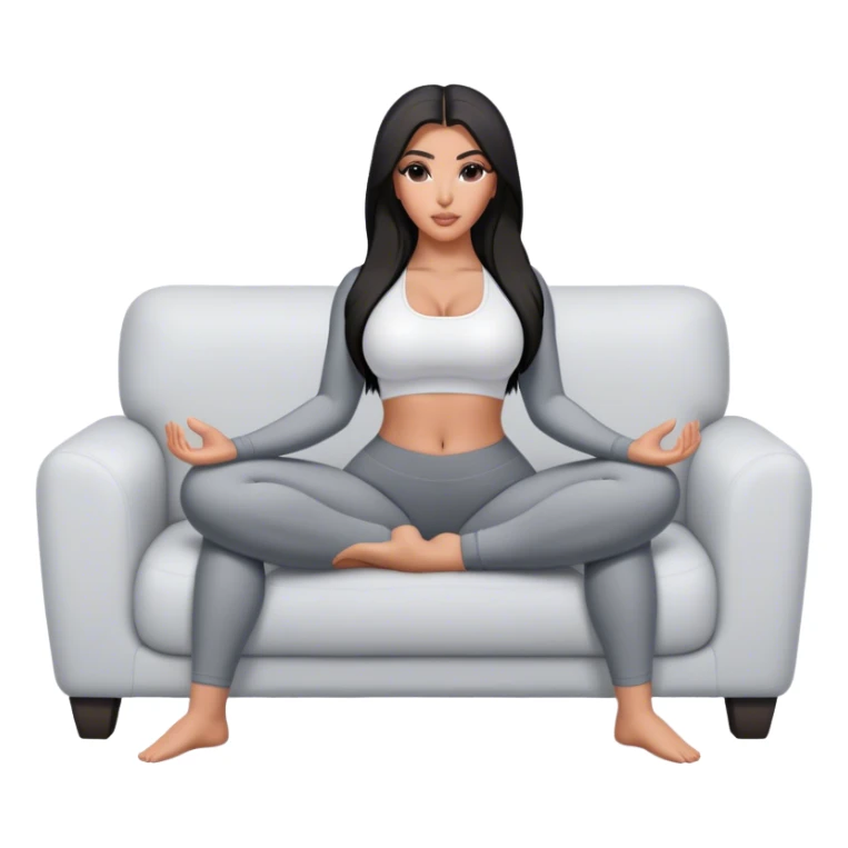 hyper-realistic kim kardashian in yoga pants on couch comfy sticker