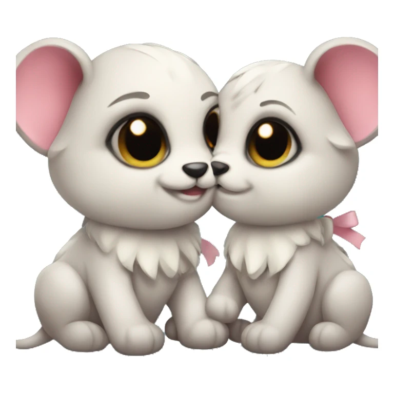 cute unusual animals with bows on their heads hugging sticker