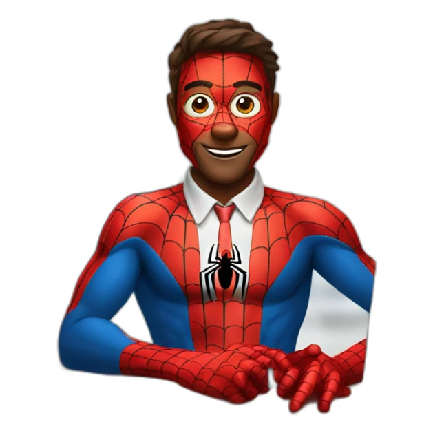 spiderman but at a desk job sticker