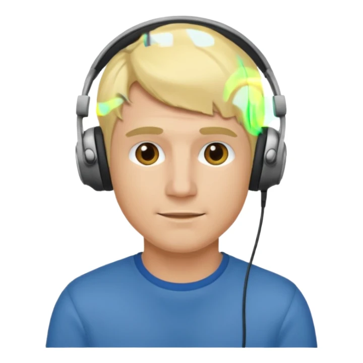 blonde man wearing headphones sticker