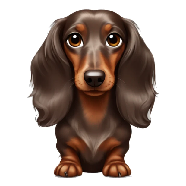 long haired chocolate dapple dachshund with hairbows sticker
