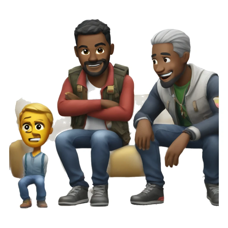 Uncle playing Fortnite with colleague boys sticker