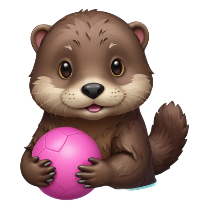 otter with pinkball and water sticker