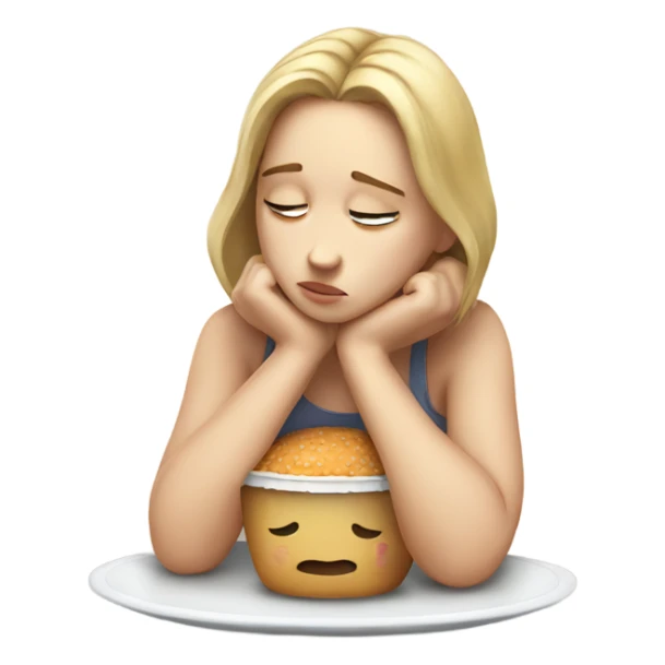 sad white girl thinking about food sticker