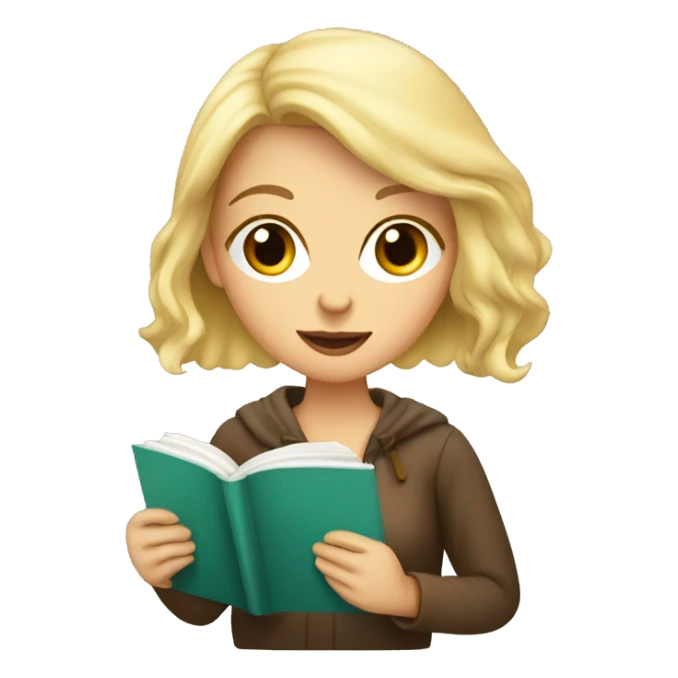 blonde girl drinking coffee with a book  sticker