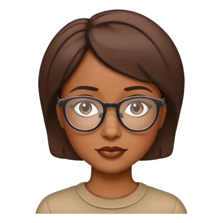brown lady short hair glasses sticker