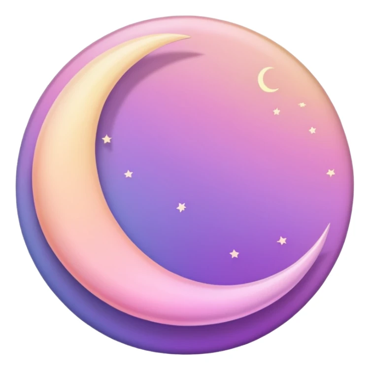 Shiny pastel rose-pink-lavender-violent-gradient crescent moon sunset aesthetic scenery  sticker