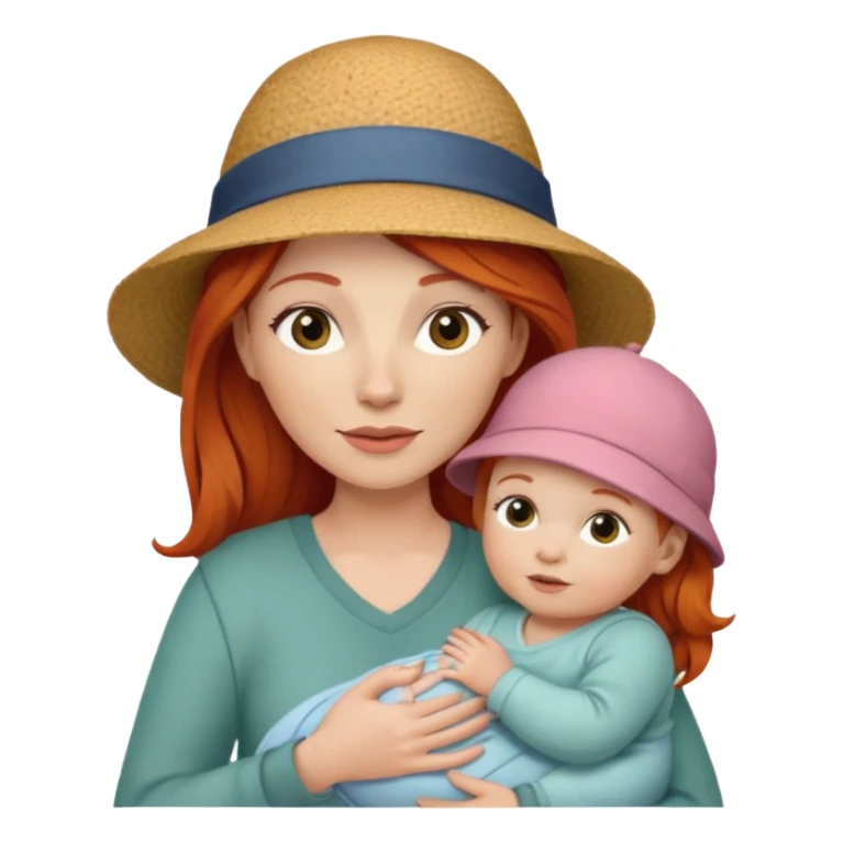 red haired Mother with Hats with her baby sticker
