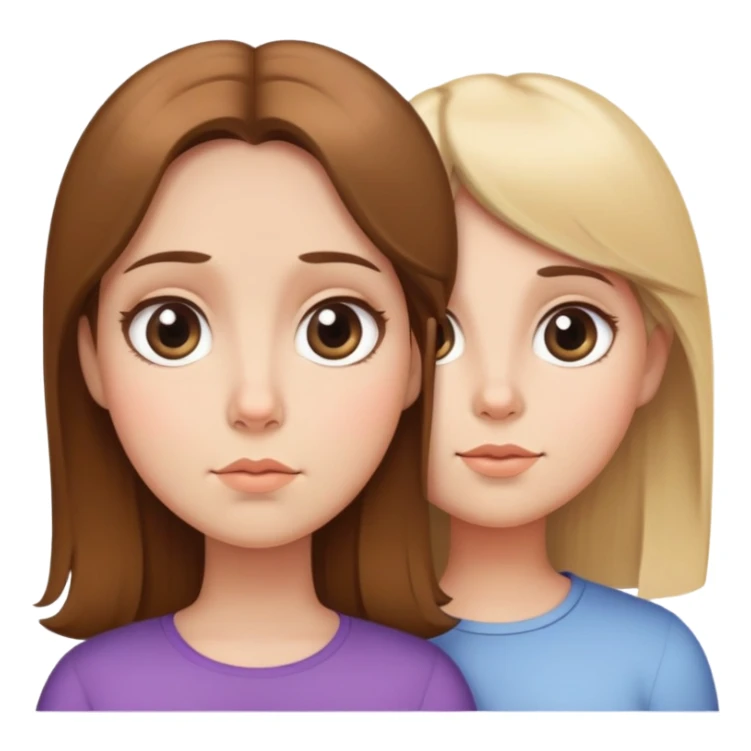 brown haired mother and blonde daughter pretty big eyes chubby cheeks but thin  sticker