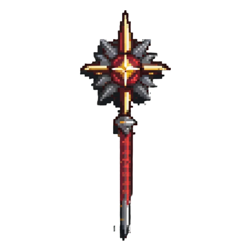 Medieval morning star weapon with red and gold spikes sticker