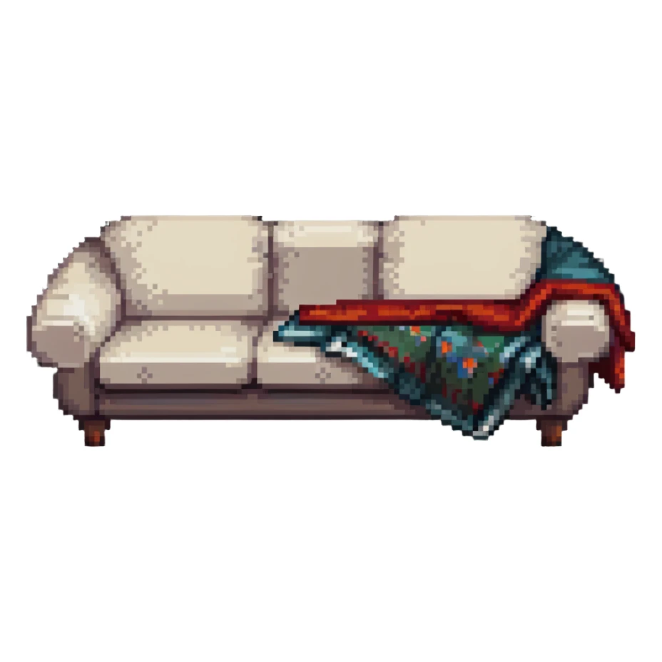 cozy sofa with a blanket draped over the arm sticker