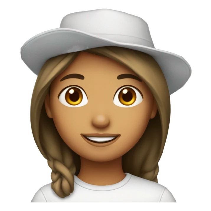 A girl with a shoe as a hat sticker