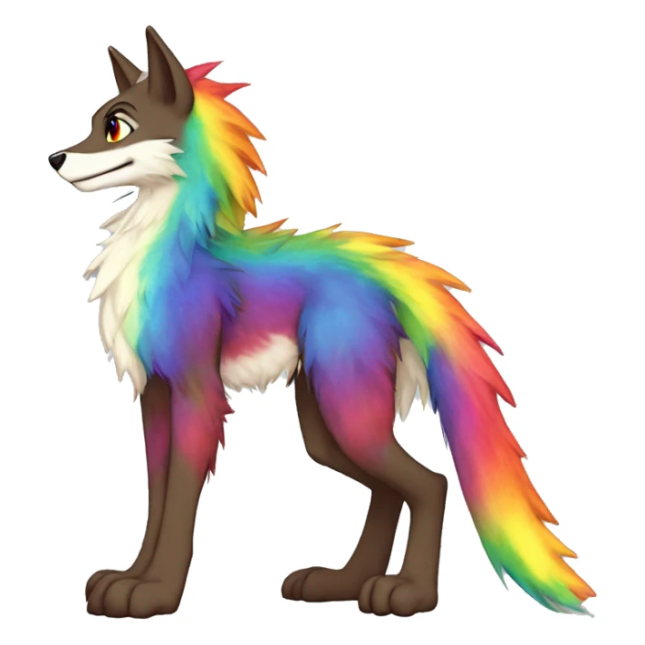 Furry, sparkle, rainbow, animal, anthro, full body, fursona, sergal-protogen sticker