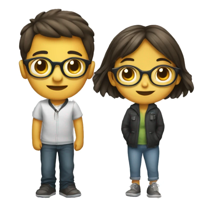 niño y niña con lentes sticker
