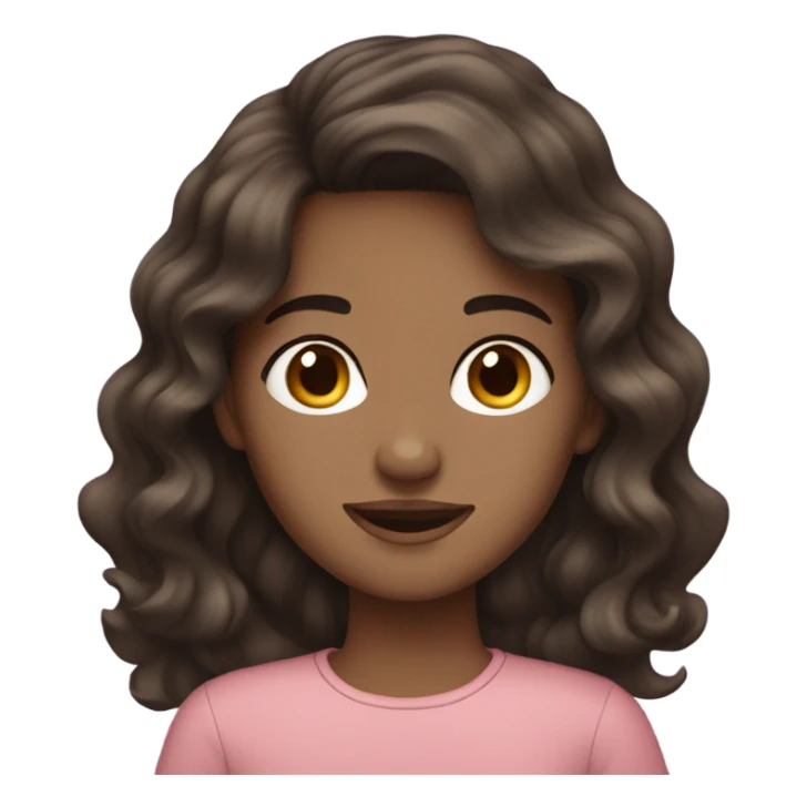 Wavy dark brown hair, mixed skin sticker