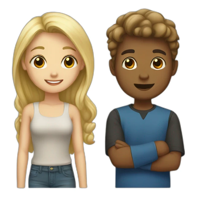 rs A blonde girl and a brown boy  sticker