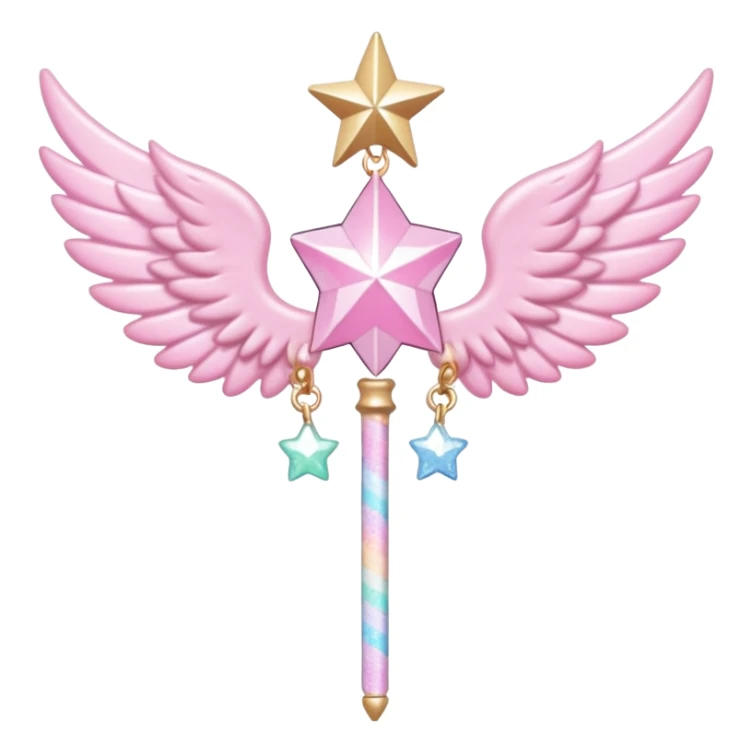 Kawaii decora cutecore starlight staff with wings and cute charms sticker