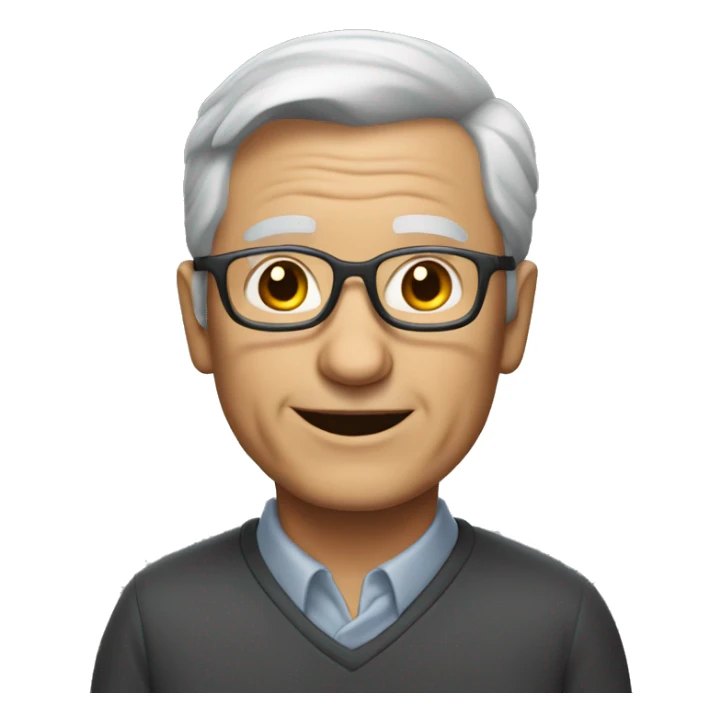 50 years professor with short
and gray hair, glass sticker