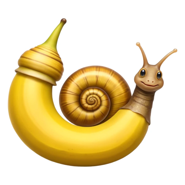 A snail mixed with a banana like a banana slug sticker