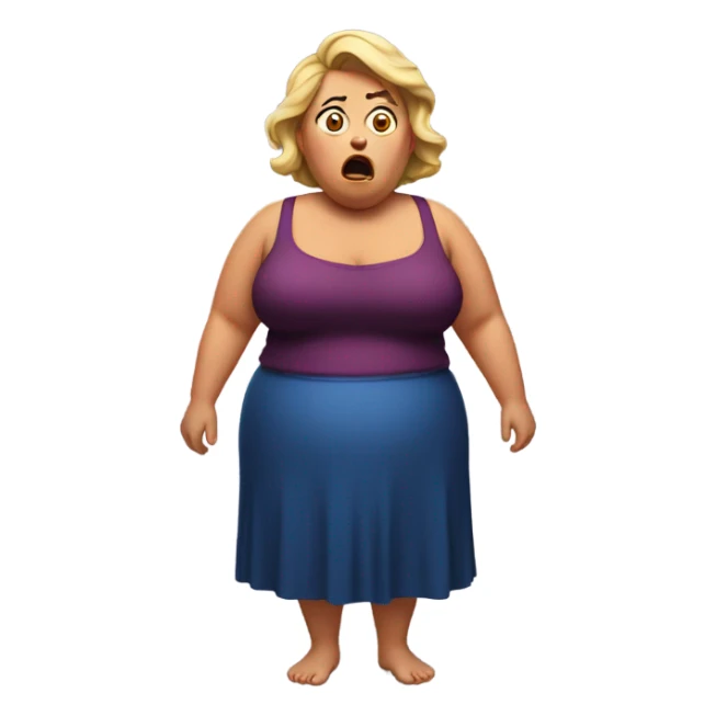 fat woman in shock sticker