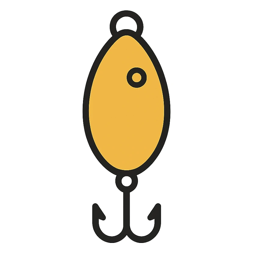 golden fish bait, minimal, gold color, simple shape sticker