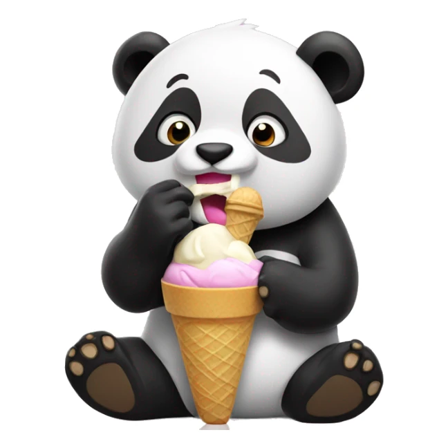 Panda eating ice cream sticker