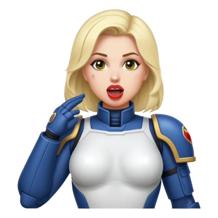 woman space marine in bodysuit salutes tongue out sticker