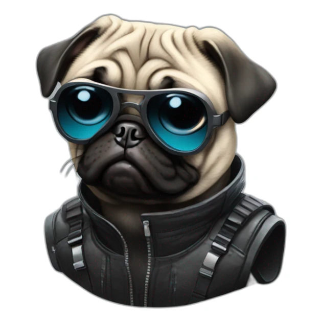 pug with black sunglasses and wearing a cyberpunk suit sticker