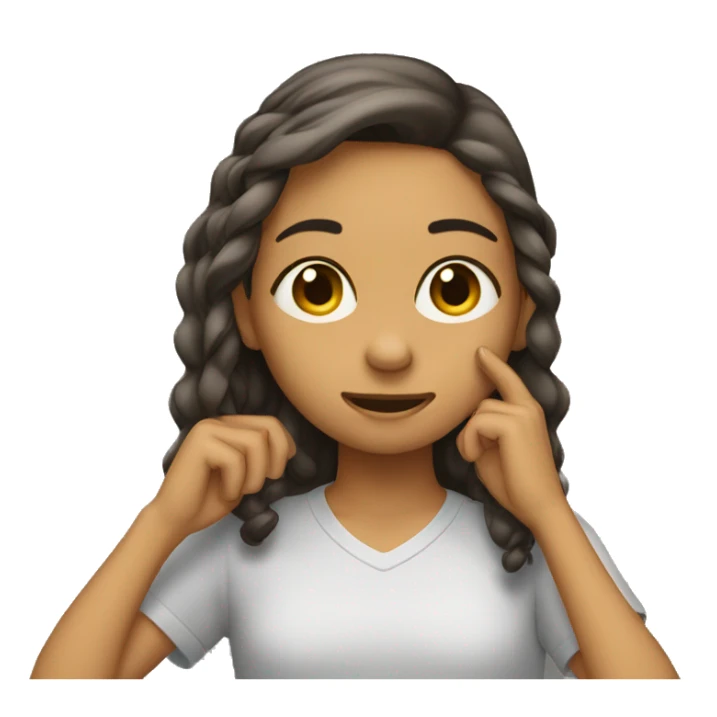 A girl tucking her hair behind her ear  sticker